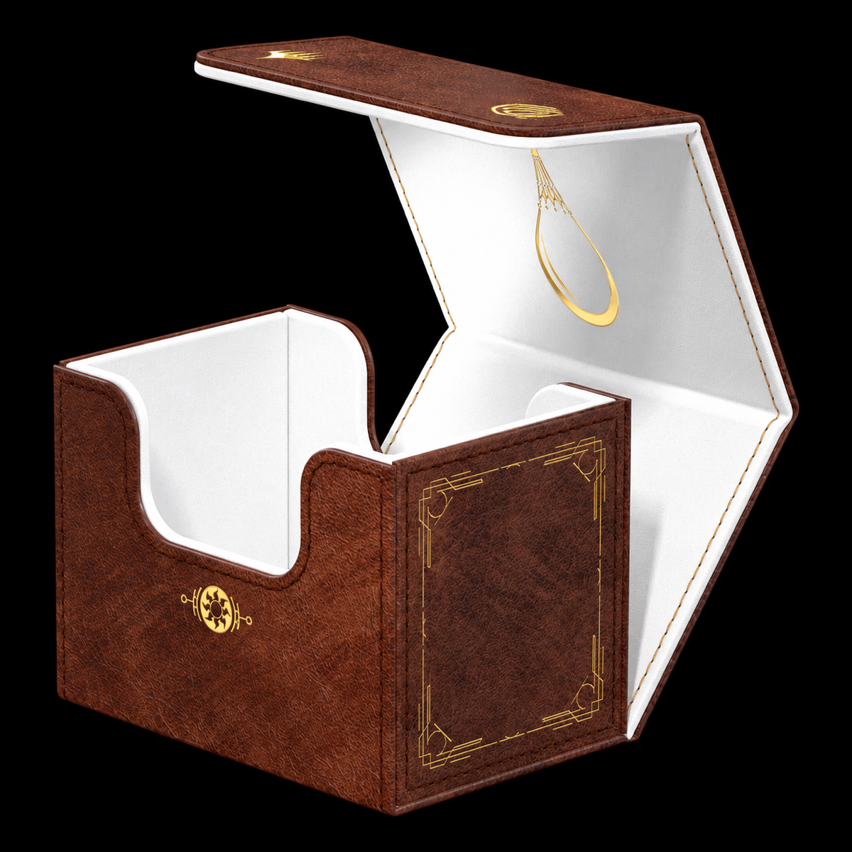 Caja Ultimate Guard Sidewinder 80+ Xenoskin Magic Mox Pearl abierta con tapa levantada e interior blanco.