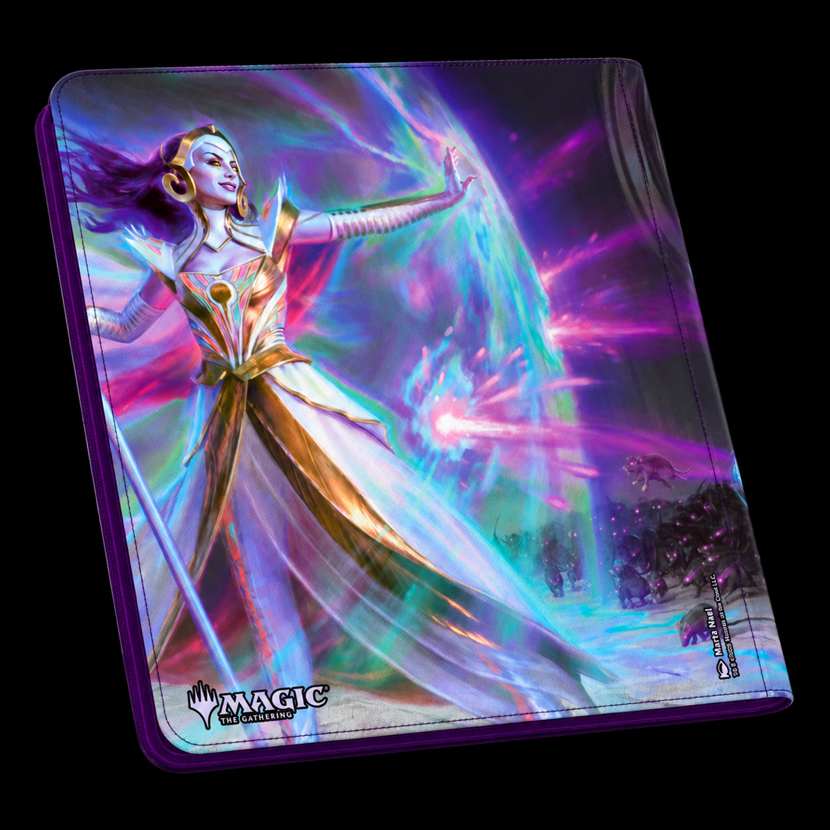 Parte trasera del álbum Ultimate Guard Zipfolio 480 Xenoskin Liliana, con ilustración alternativa y logotipo de Magic: The Gathering.