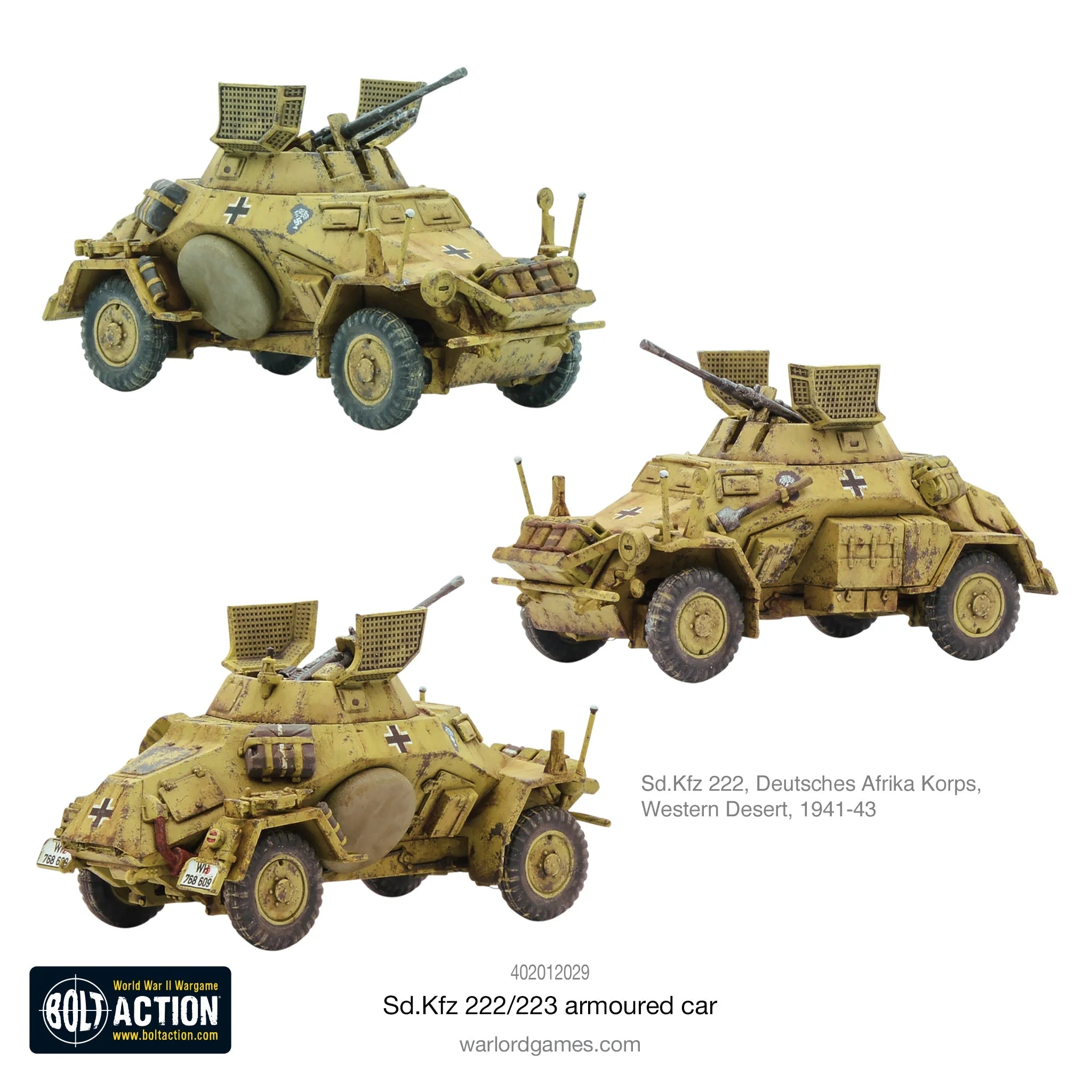 BOLT ACTION: GERMAN ARMIES - SD.KFZ 222/223 ARMOURED CAR + (ORDER DICE)