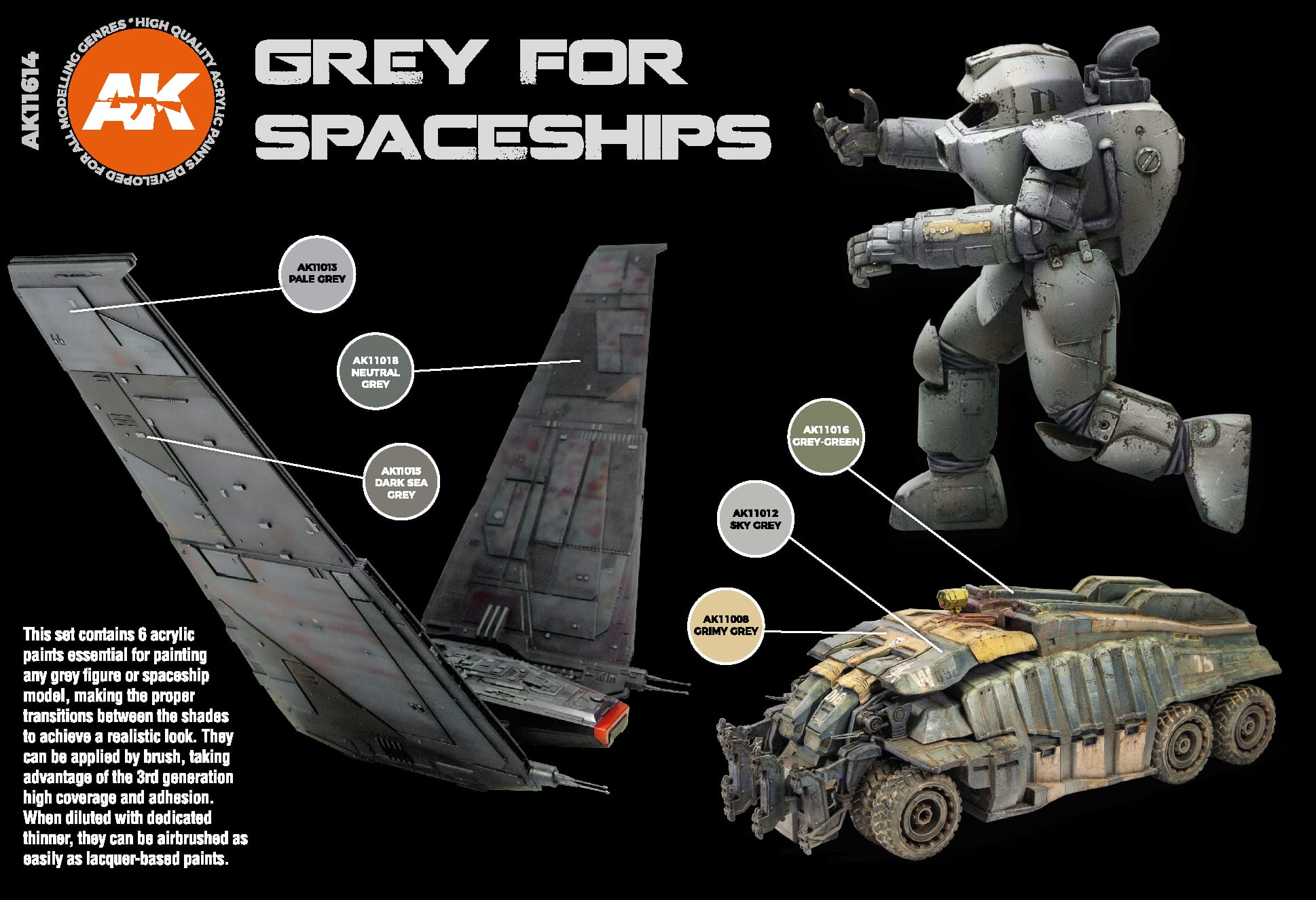 3GEN Acrylics SET: GREY FOR SPACESHIPS