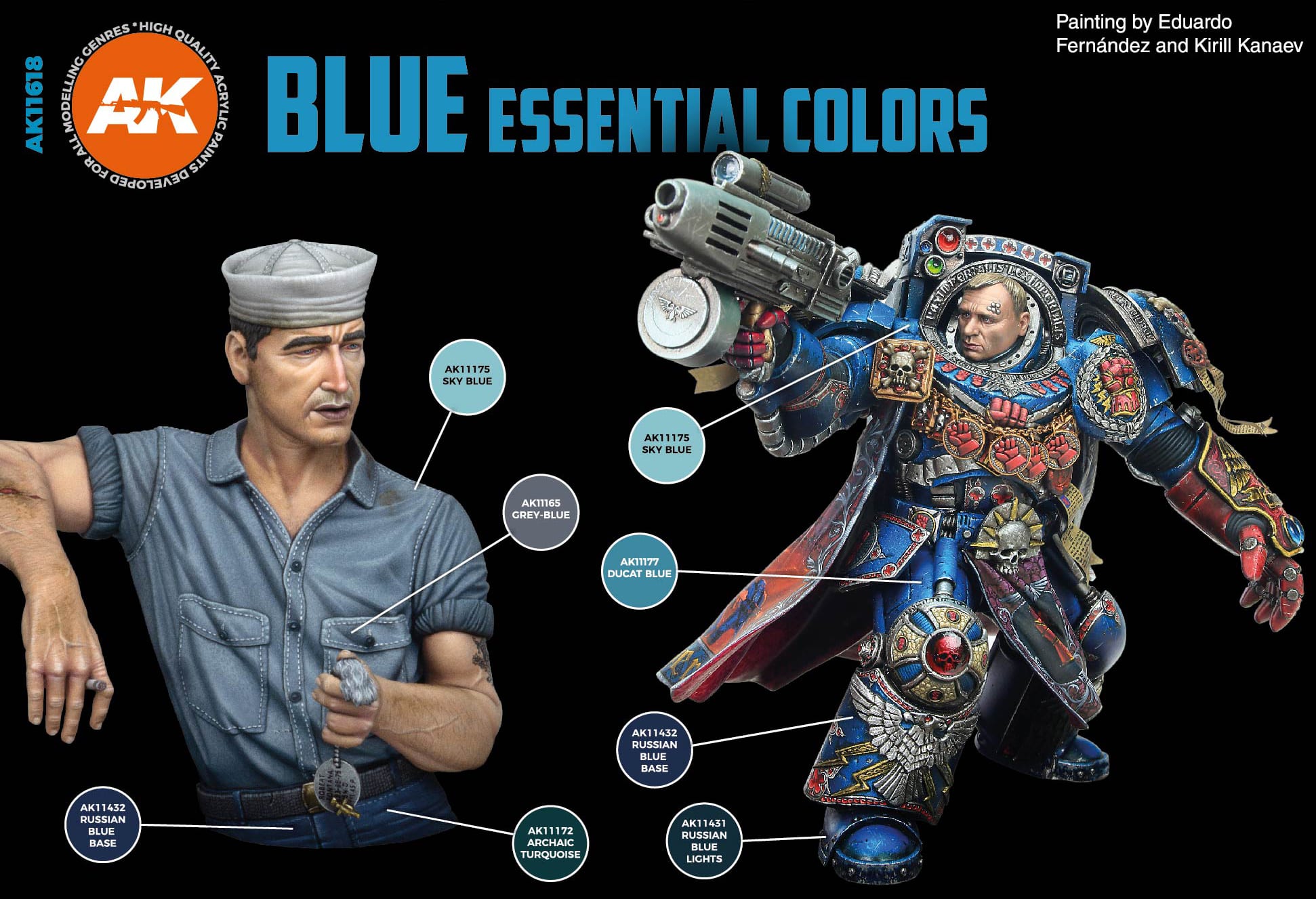 3GEN Acrylics SET: BLUE ESSENTIAL COLORS