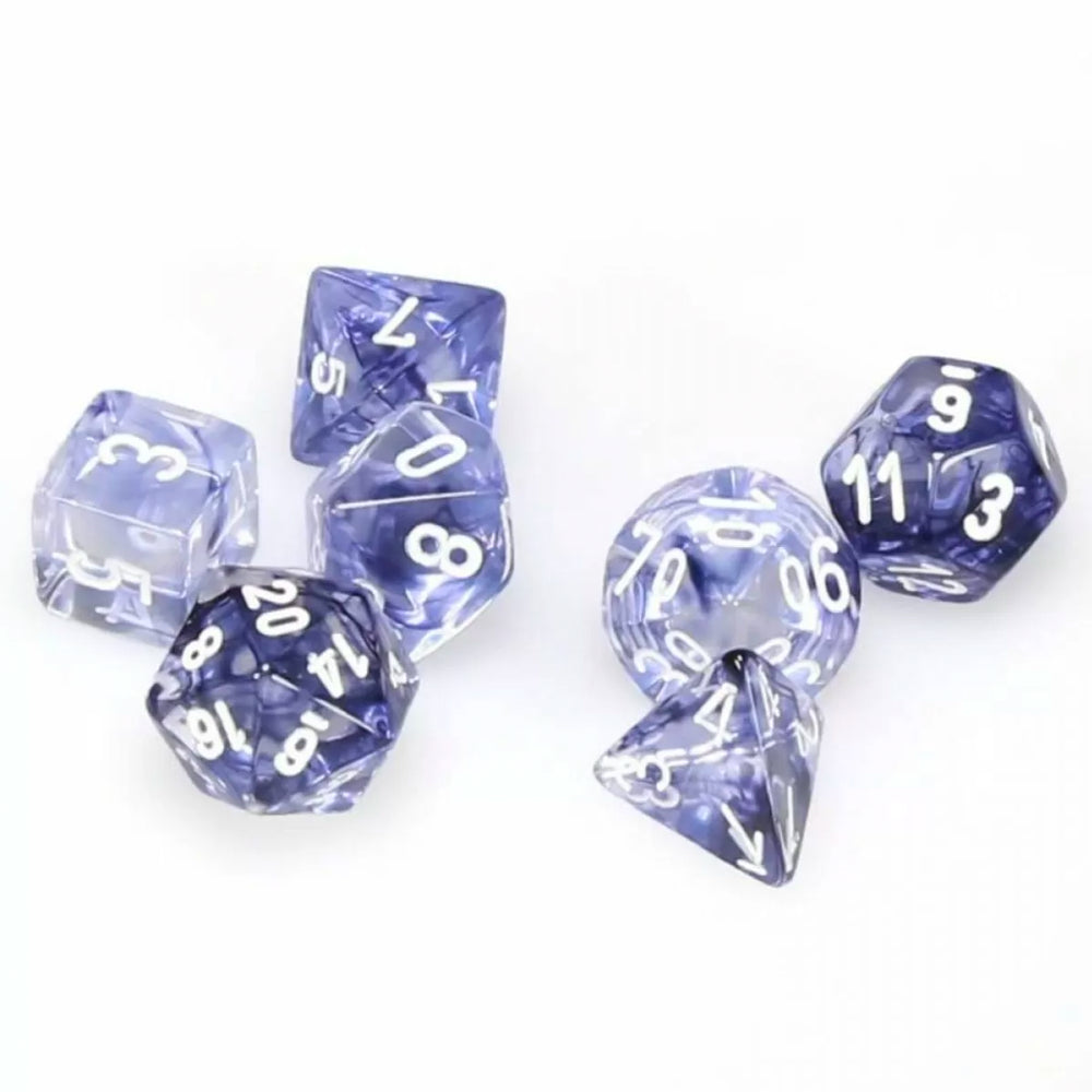 CHESSEX SIGNATURE POLYHEDRAL 7-DIE SET ROL : NEBULA BLACK/WHITE
