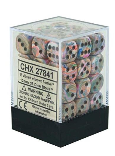 CHESSEX OPAQUE - VIBRANT/BROWNK - 12MM - (36 DICE)