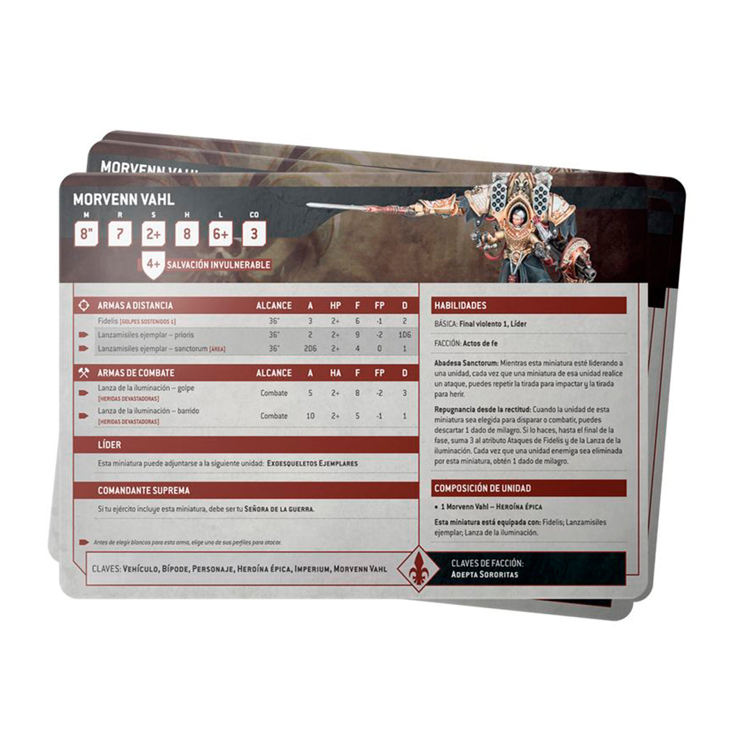 TARJETAS DE DATOS: ADEPTA SORORITAS - ESPAÑOL