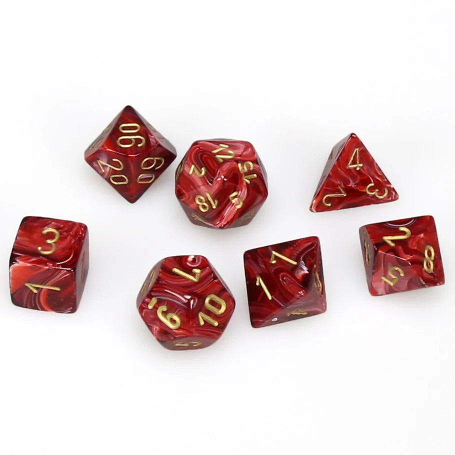 CHESSEX ROL VORTEX 7-DIE SET - BURGUNDY AND GOLD