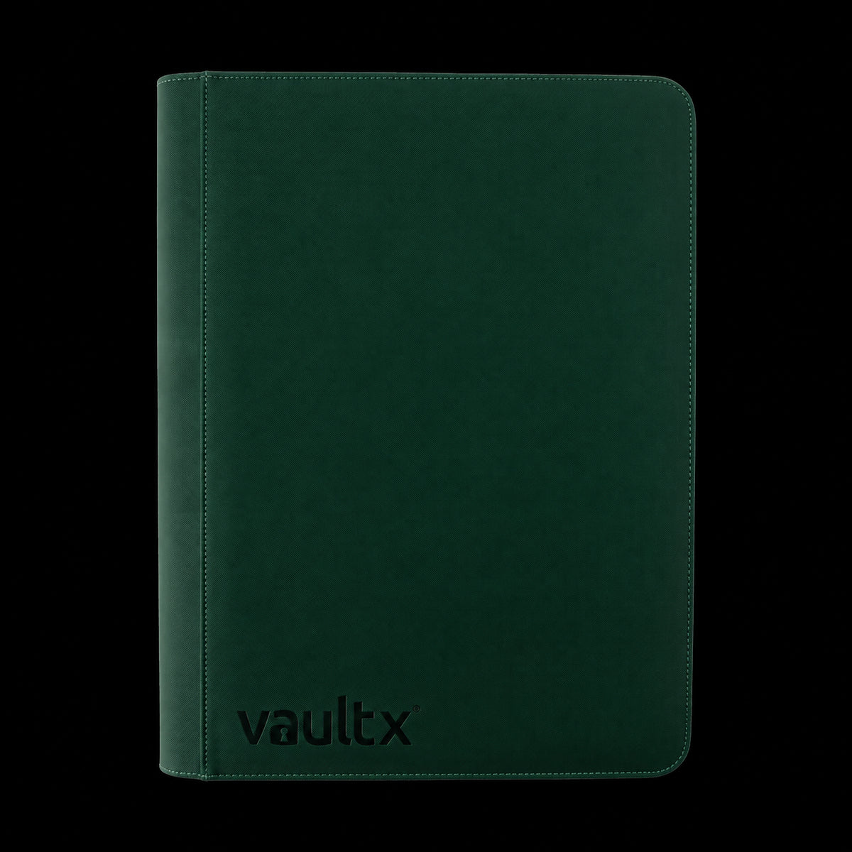 Álbum Vault X Exo-Tec Zip Binder XXL Forest Green de 16 bolsillos, cubierta verde cerrada en vista frontal.
