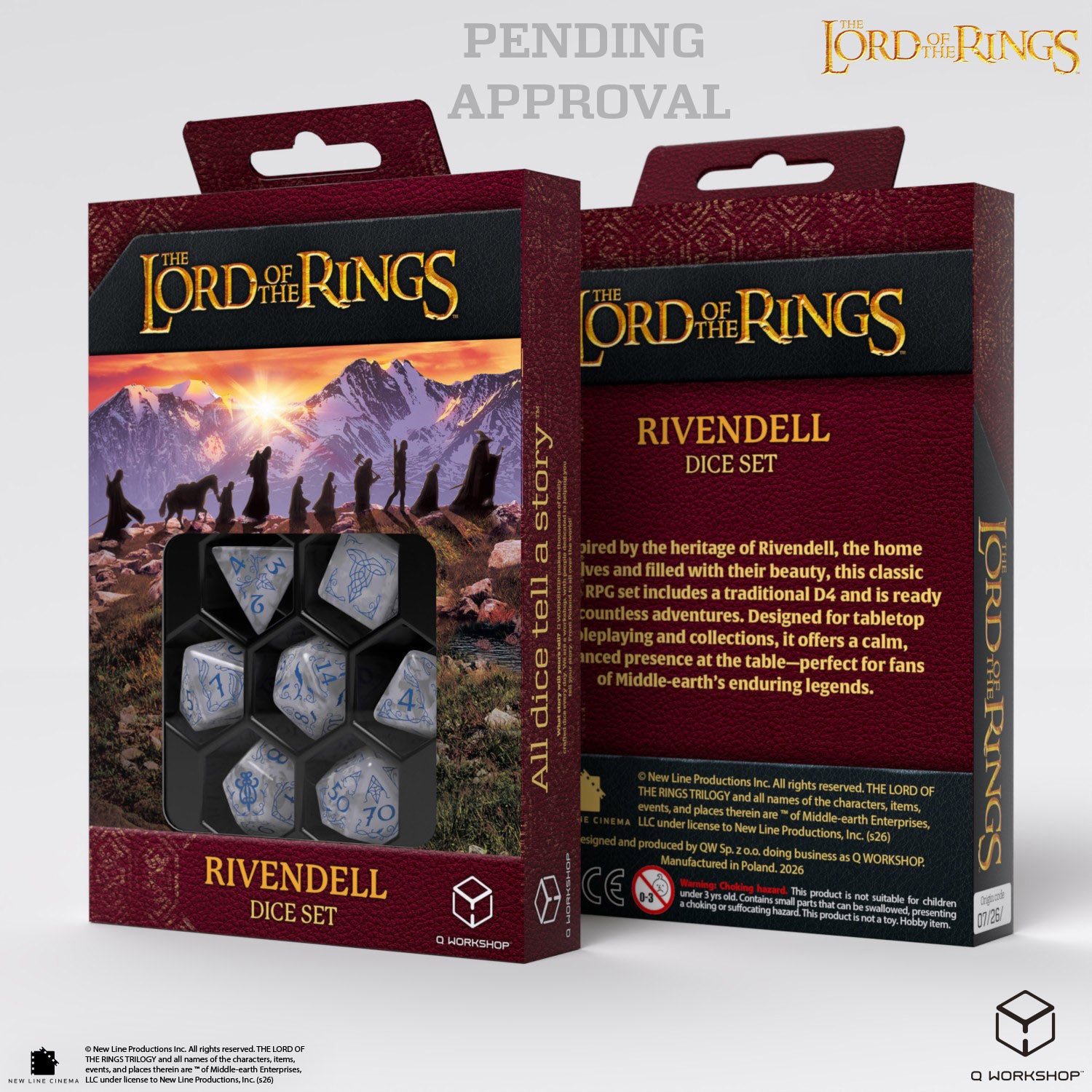 Q Workshop: The Lord of the Rings: 7pc RPG Dice Set: Rivendell - Stone