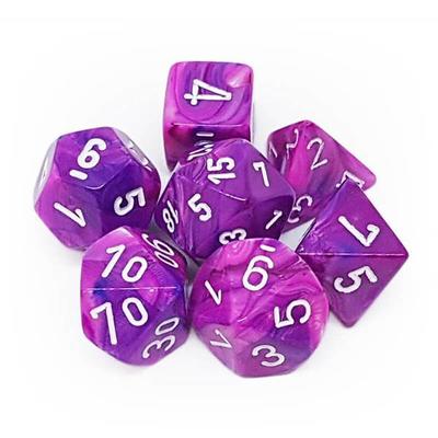 CHESSEX D7-DIE SET FESTIVE POLYHEDRAL VIOLET/WHITE 7-DIE SET ROL