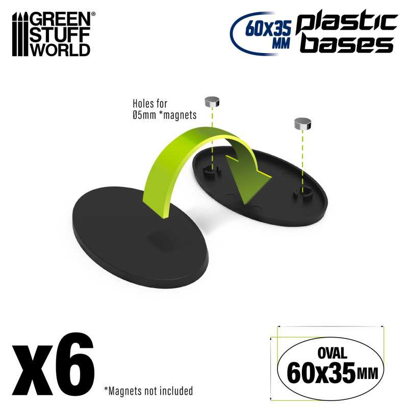 GSW: PEANAS DE PLÁSTICO - OVAL 60x35MM - NEGRO