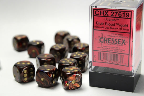 CHESSEX: OPAQUE - SCARAB GOLD/BROWN 16MM - (12 DICE)