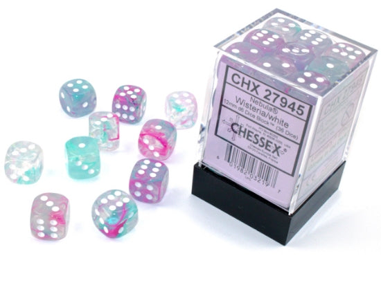 CHESSEX - 36 DICE SET: 12mm 1D6 - Luminary - Nebula - Wisteria/white