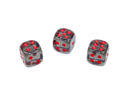 CHESSEX - 36 DICE SET: 12mm 1D6 - Translucent - Smoke/Red