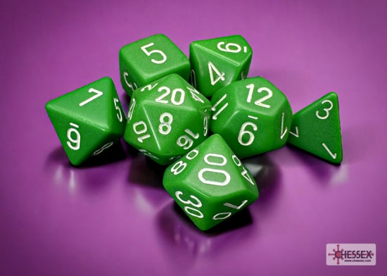CHESSEX - ROL SET: Opaque Polyhedral 7-Die Sets - Green/white