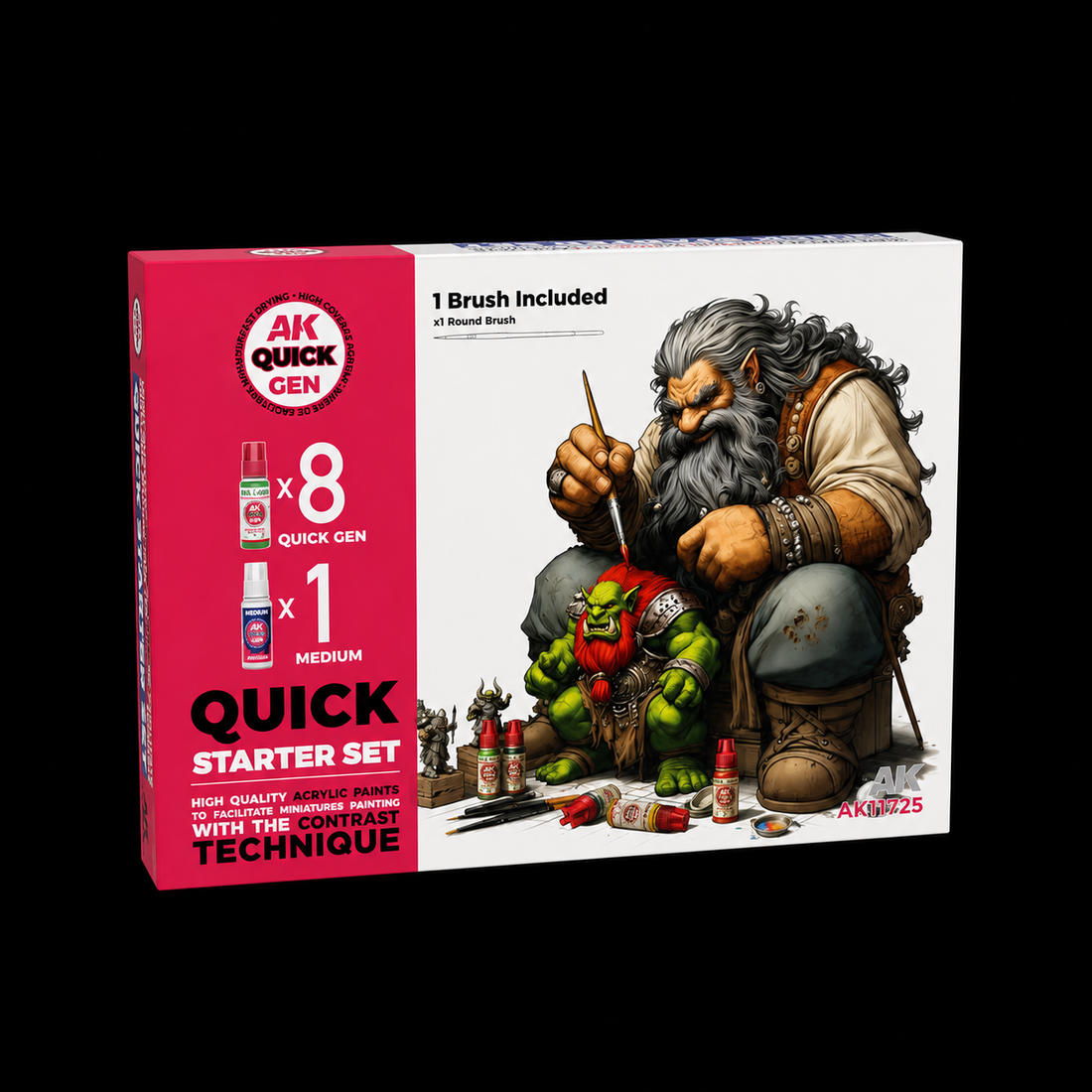 AK: QUICK GEN - QUICK STARTER SET - (8 QUICK GEN + 1 MEDIUM + 1 FREE BRUSH)