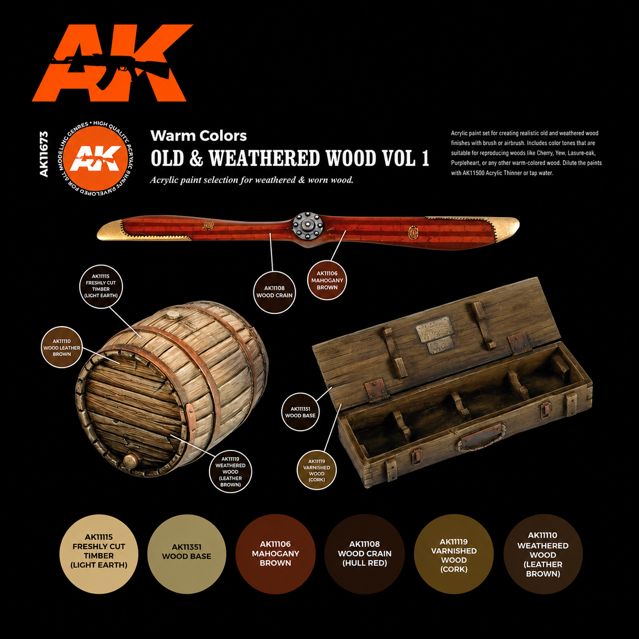 3GEN Acrylics SET: OLD &amp; WEATHERED WOOD VOL 1