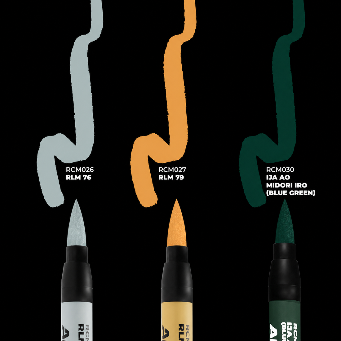 AK: RC MARKERS SET - WWII AXIS AIRCRAFT - SQUIGGLE CAMOUFLAGE COLORS