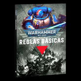 Libro Reglas básicas de Warhammer 40000 en español, portada en perspectiva.