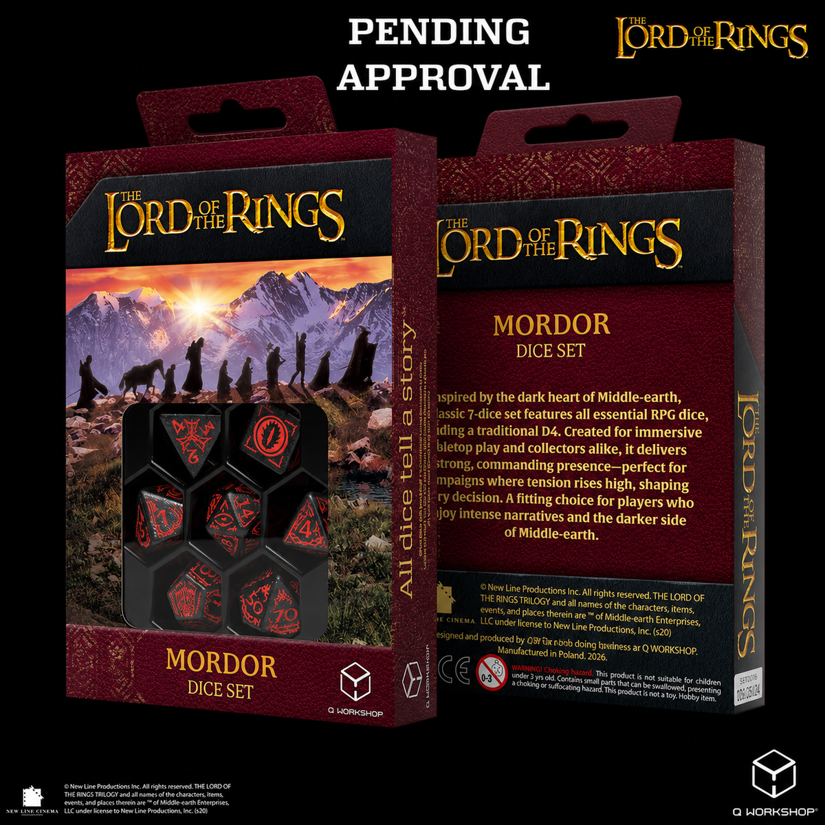 Q Workshop: The Lord of the Rings: 7pc RPG Dice Set: Mordor
