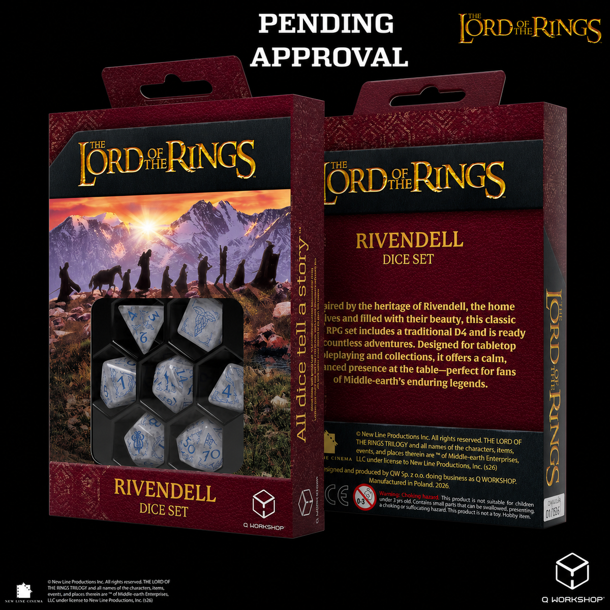 Q Workshop: The Lord of the Rings: 7pc RPG Dice Set: Rivendell - Stone