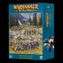 Caja High Elf Realms Battle March Army de Warhammer The Old World, con embalaje azul y fotografías de miniaturas, vista en perspectiva.