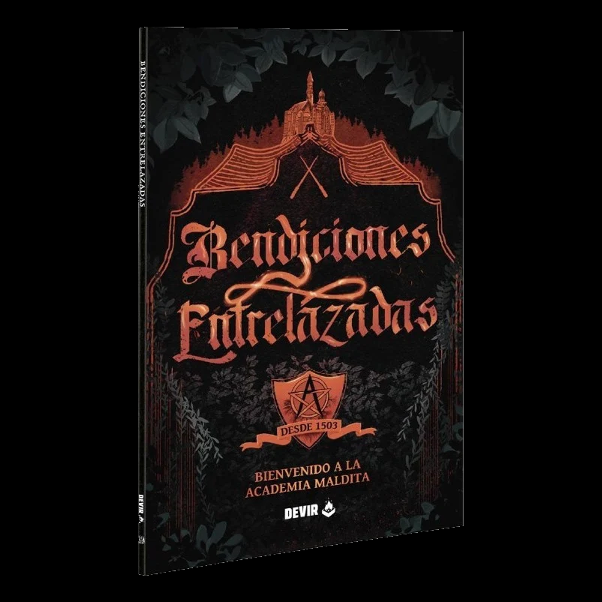 Libro Bendiciones Entrelazadas, vista de la cubierta y el lomo sobre fondo negro
