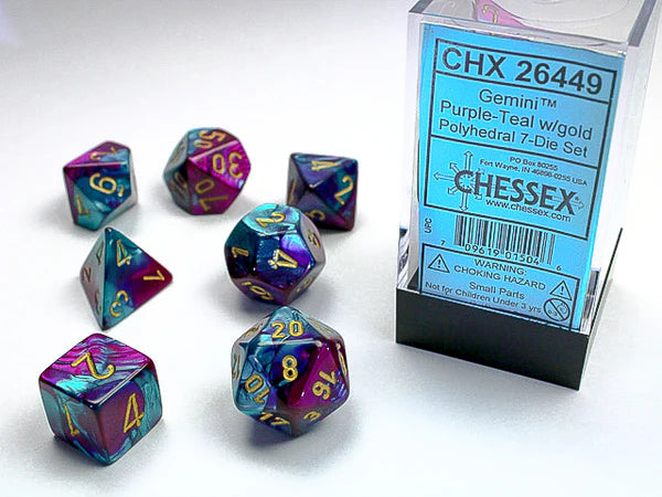 CHESSEX - ROL SET: Gemini Polyhedral 7-Die Set - Purple-Teal