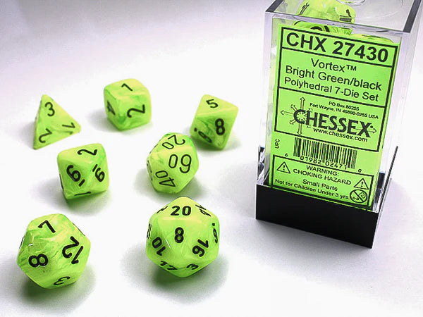 CHESSEX - ROL SET: Vortex 7-Die Set - Bright Green
