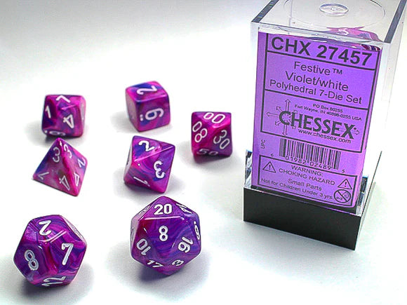 CHESSEX - ROL SET: Festive 7-Die Set - Violet/white
