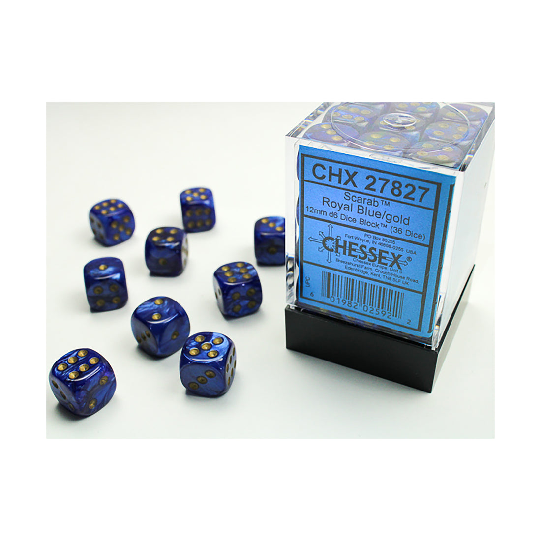 CHESSEX  - GEMINI BLUE/GOLD 12MM - (36 DICE)