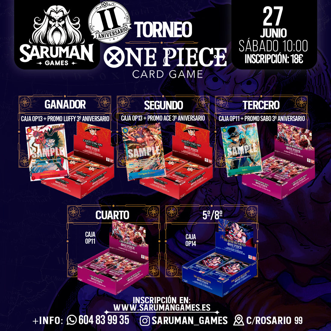 TORNEO ONE PIECE CARD GAME – II ANIVERSARIO SARUMAN GAMES