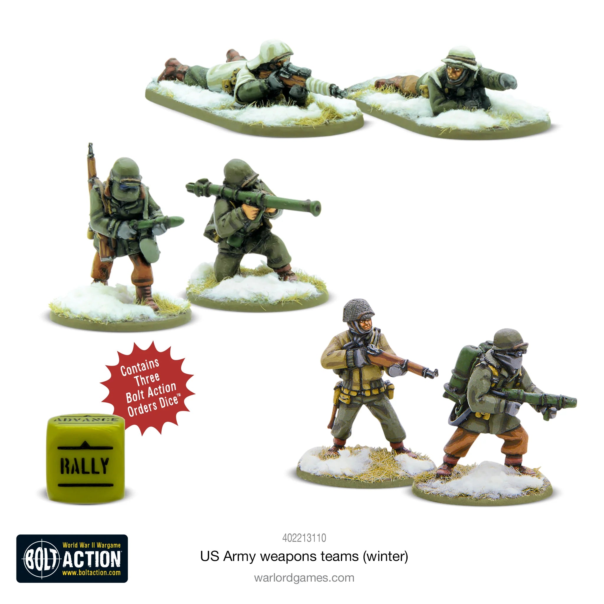 BOLT ACTION: US ARMIES - WEAPONS TEAMS - (WINTER) + (ORDER DICE)
