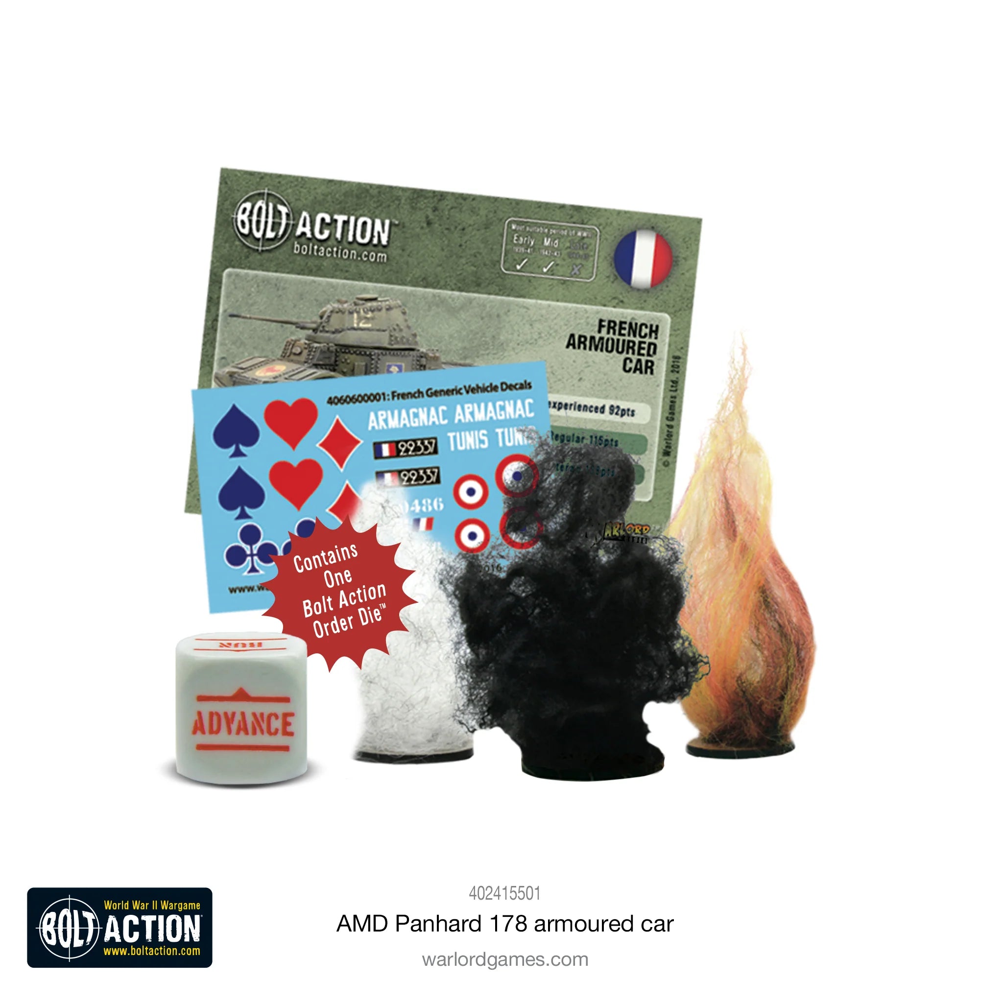 BOLT ACTION: FRENCH ARMIES - AMD PANHARD 178 / ARMOURED CAR + (ORDER DICE)