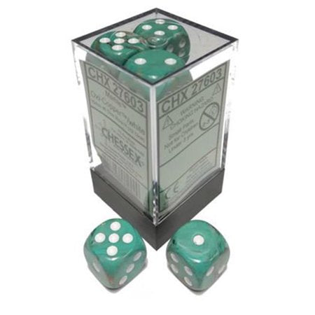 CHESSEX: MARBLE OXI - COPER WHITE 16MM - (12 DICE)