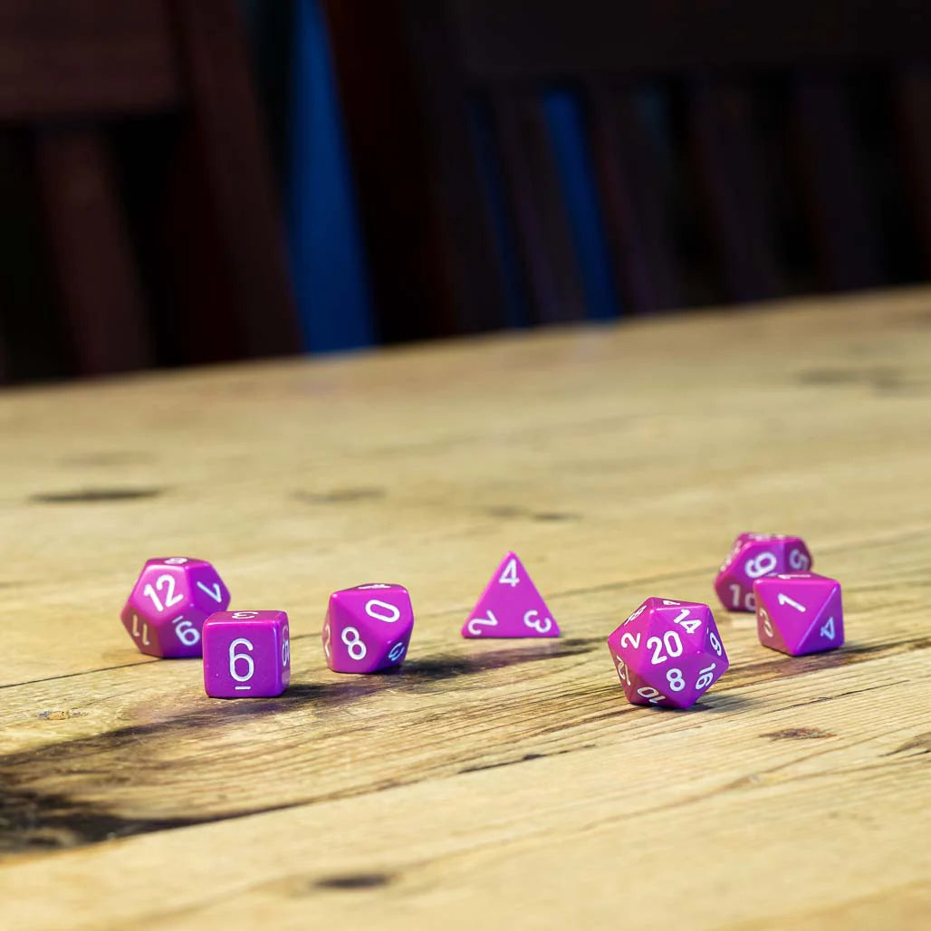 CHESSEX - ROL SET: Opaque Polyhedral 7-Die Sets - Light Purple/white