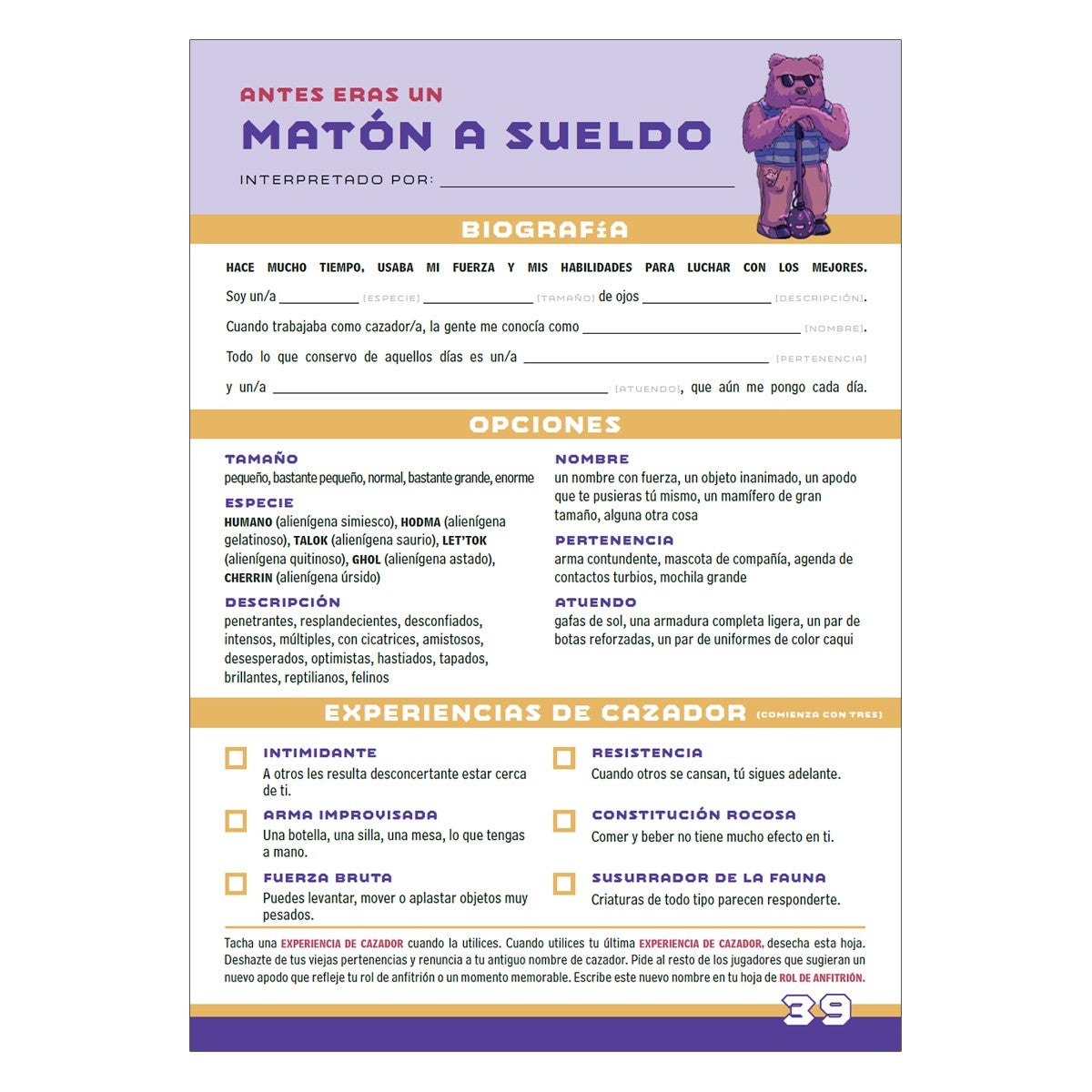 UNA PROFESION COMPLICADA - JUEGO DE ROL