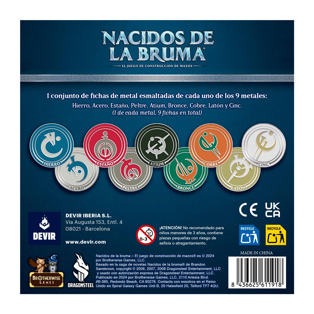 NACIDOS DE LA BRUMA: FICHAS DE METAL