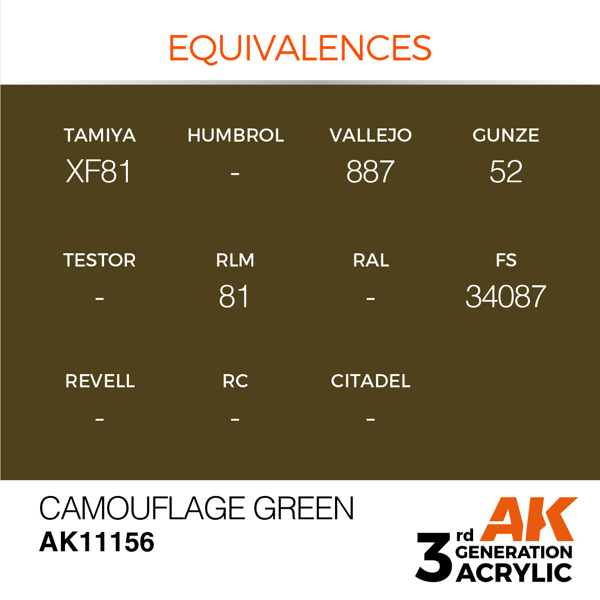 3GEN Acrylics Camouflage Green 17ml