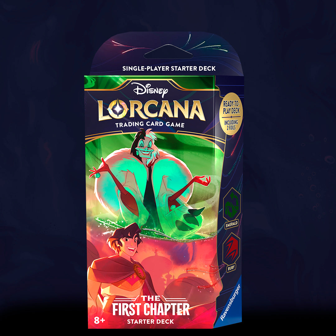 DISNEY LORCANA: FIRST CHAPTER - CRUELLA DE VIL &amp; ALADIN - MAZO DE INICIO/STARTER DECK - (INGLÉS)