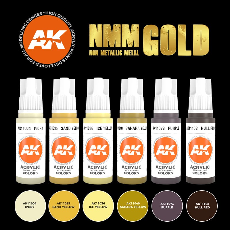 3GEN Acrylics SET: NON METALLIC METAL - GOLD