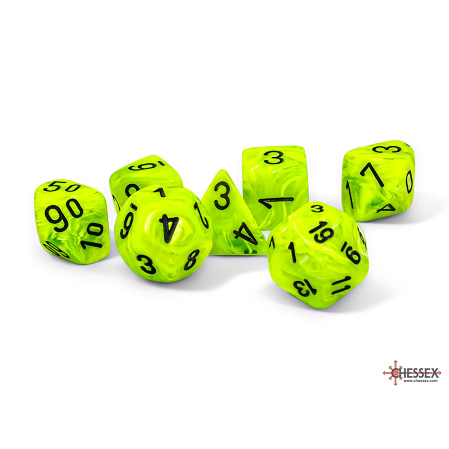 CHESSEX - ROL SET: Vortex 7-Die Set - Bright Green