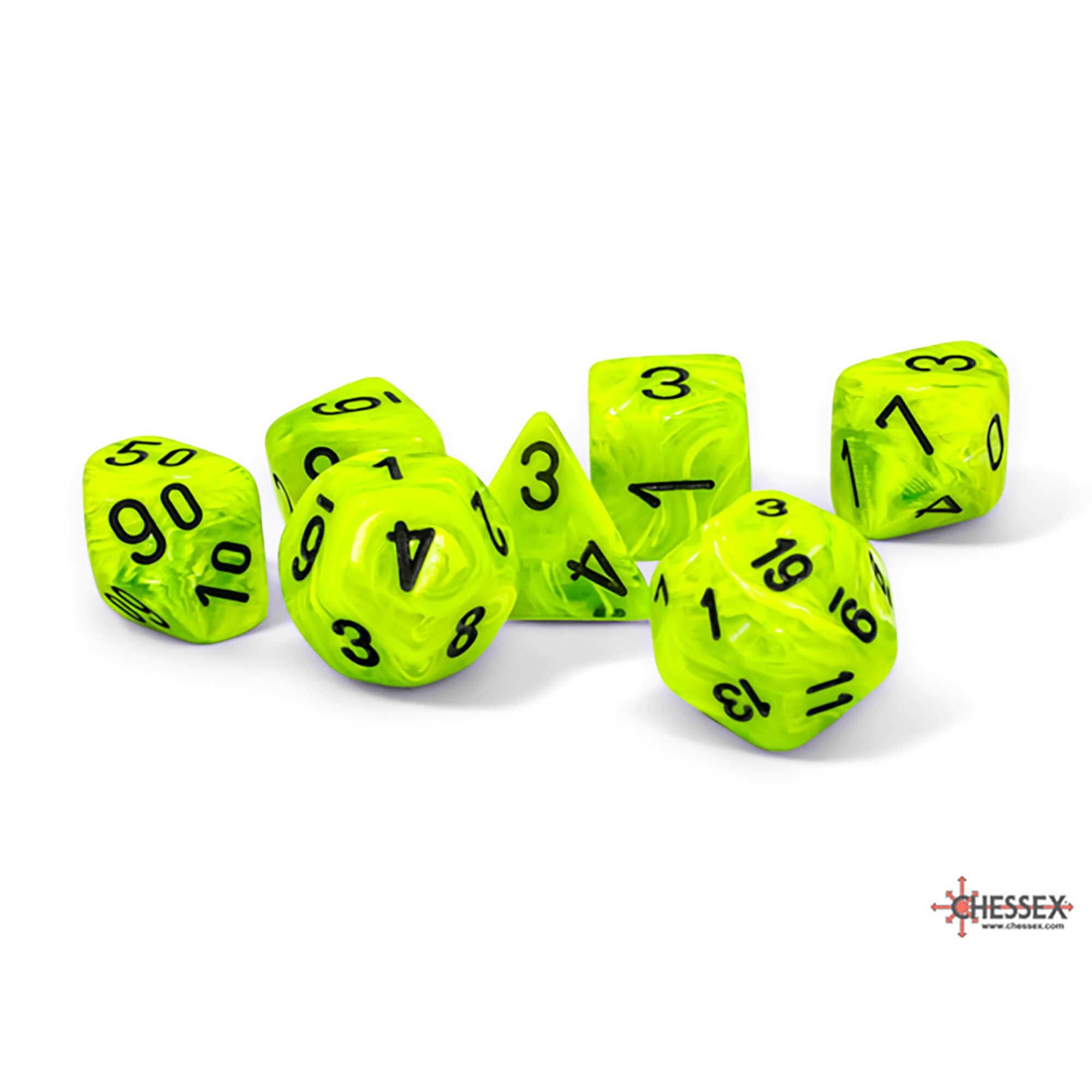 CHESSEX - ROL SET: Vortex 7-Die Set - Bright Green