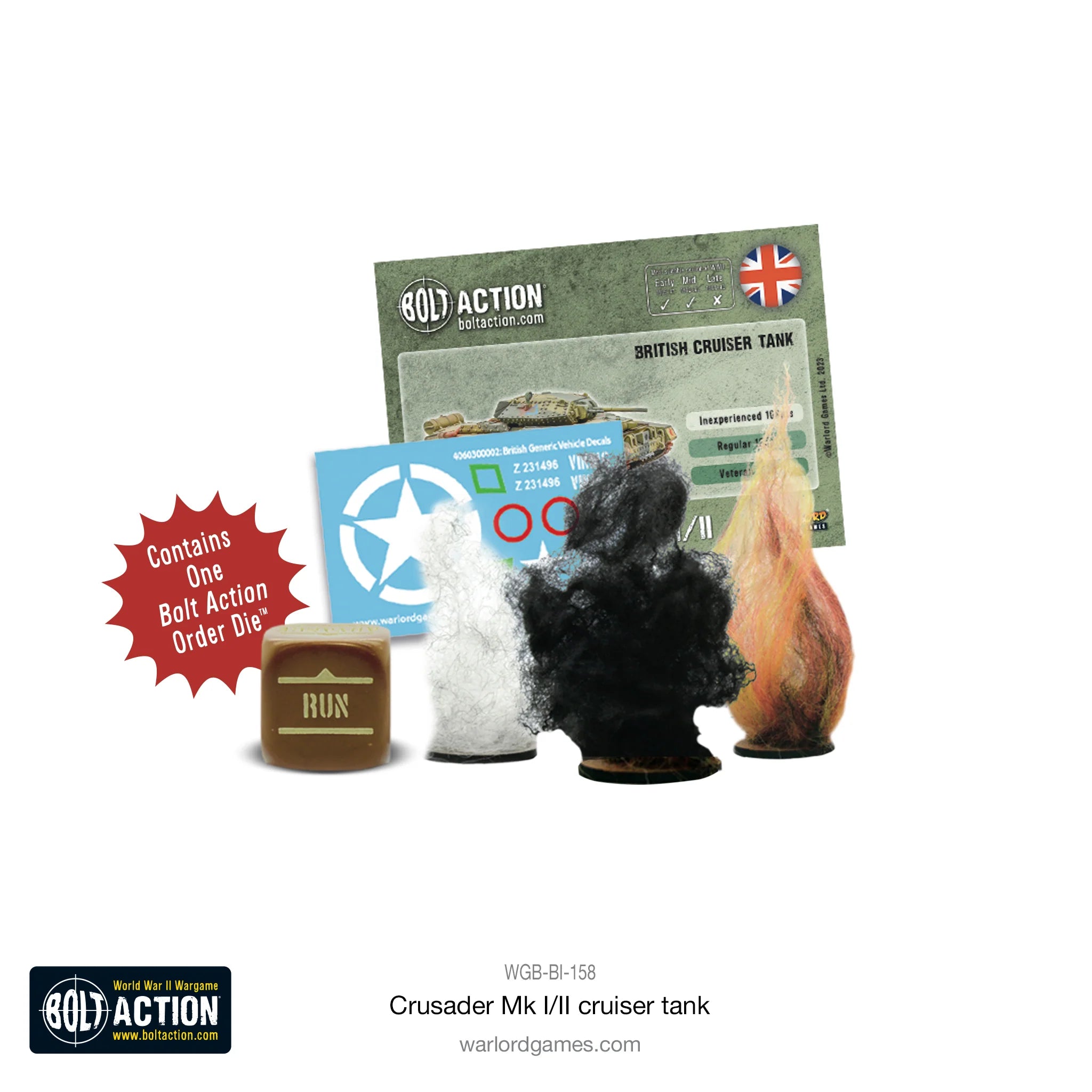 BOLT ACTION: ARMIES OF GREAT BRITAIN - CRUSADER MK I/II CRUISER TANK + (ORDER DICE)