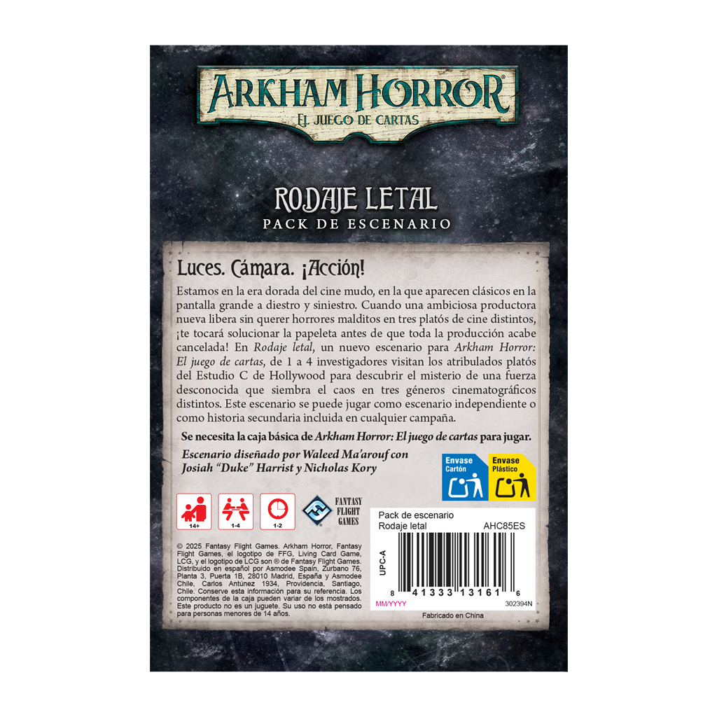 ARKHAM HORROR: EL JUEGO DE CARTAS - PACK DE ESCENARIO - RODAJE LETAL