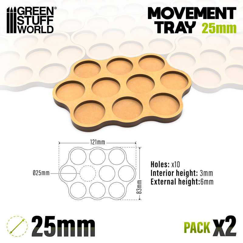 GSW: BANDEJAS DE MOVIMIENTO - DM - SKIRMISH - (25mm 3x4x3)