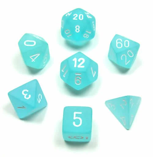 CHESSEX: FROSTED TEAL/WHITE - SET ROL - (7 DICE)