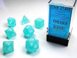 CHESSEX: FROSTED TEAL/WHITE - SET ROL - (7 DICE)