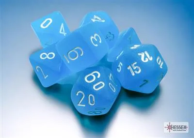 CHESSEX - ROL SET: MINI Frosted - Polyhedral-Caribbean Blue/white 7-Die