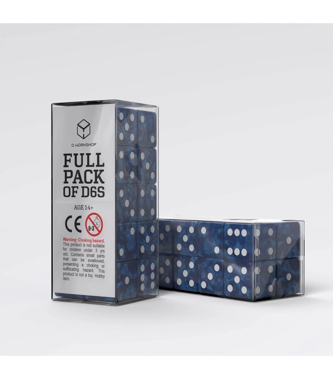 Q WORKSHOP: PACK DADOS - AZUL Y BLANCO D6s - (20 unidades)