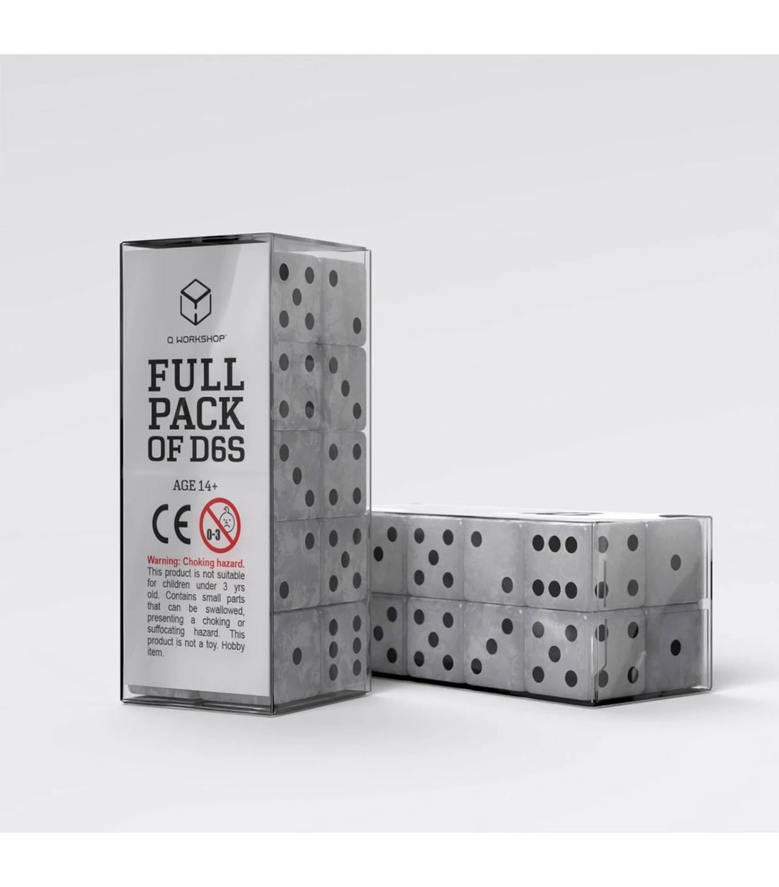 Q WORKSHOP: PACK DADOS - BLANCO Y NEGRO D6s - (20 unidades)