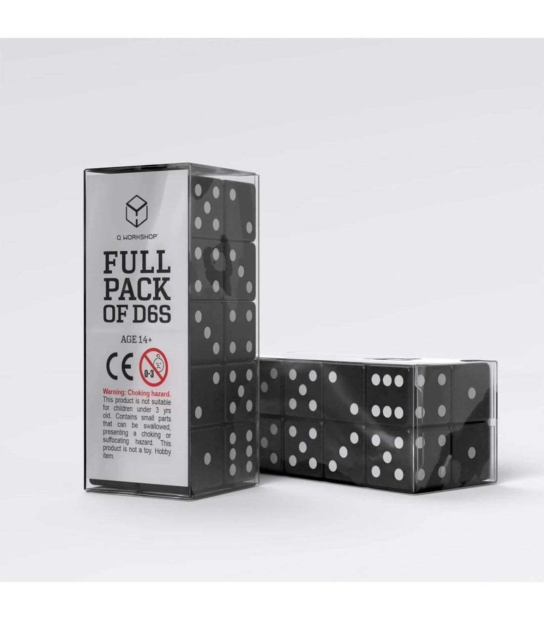 Q WORKSHOP: PACK DADOS - NEGRO Y BLANCO D6s - (20 unidades)